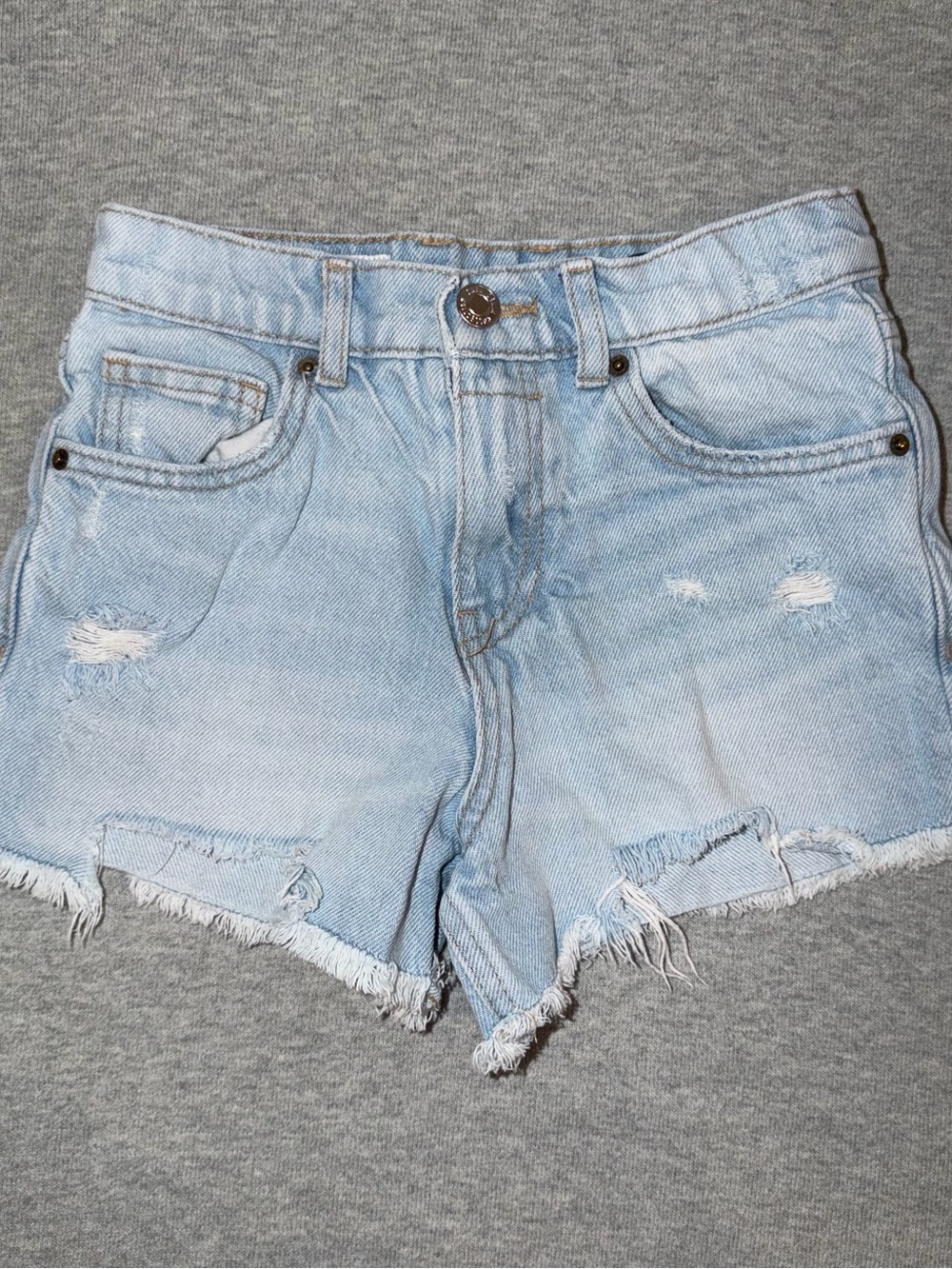 Zara Girls Light Blue Distressed Denim Shorts